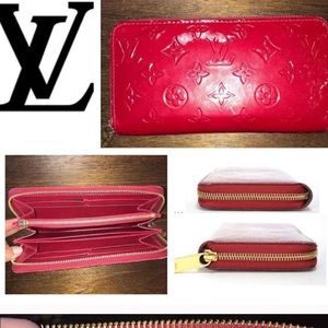 LV red patent leather style clutch wallet